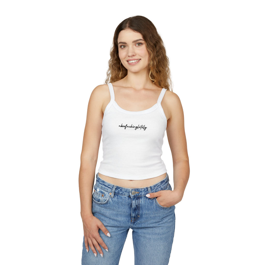 Women's Spaghetti Strap Tank Top — Minimal Script 'absolutelylovely' Crop Tank