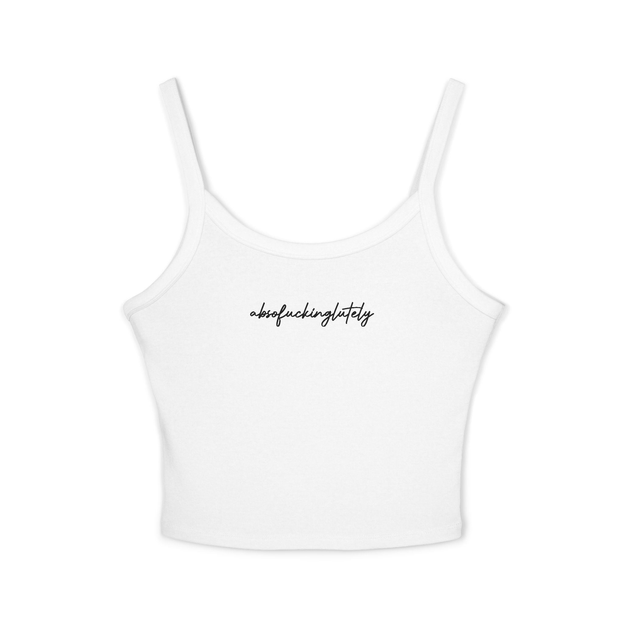 Women's Spaghetti Strap Tank Top — Minimal Script 'absolutelylovely' Crop Tank